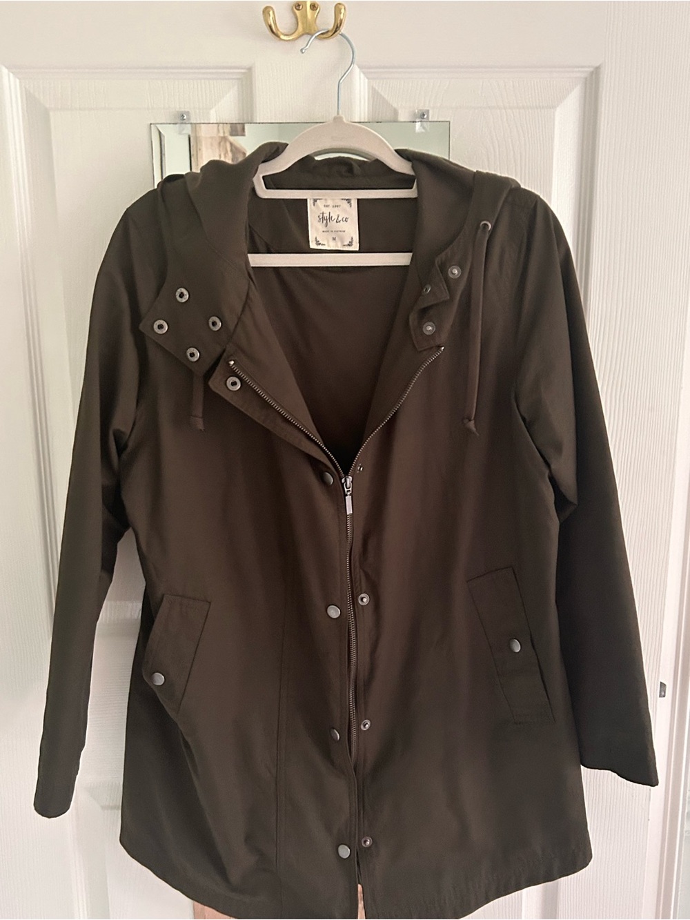 Style & Co. Macy’s Olive Hooded Anorak Utility Jacket Size M